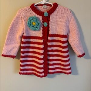 Vibrant Red and Pink Knit Cardigan